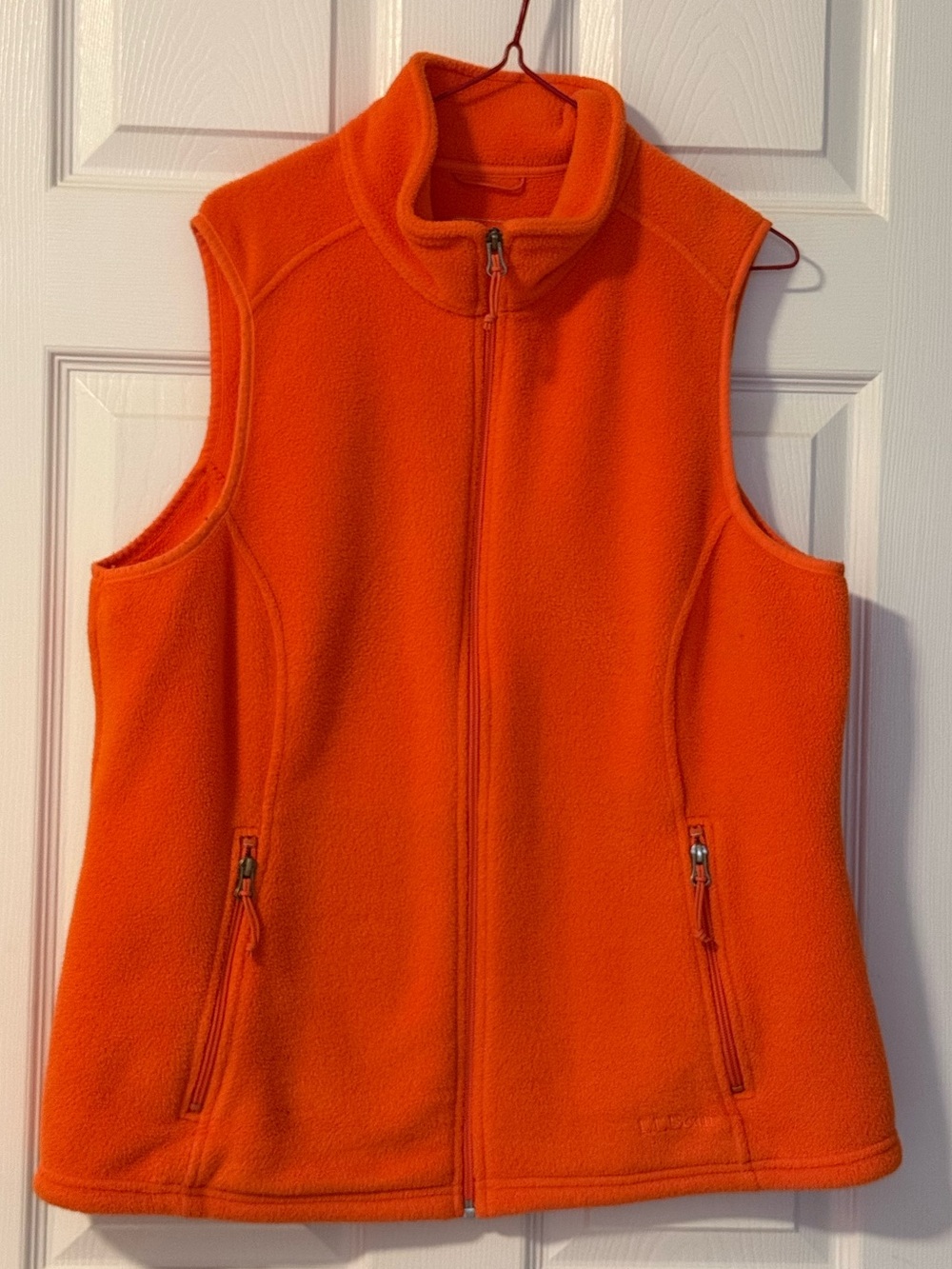 Lands End Women’s Orange Fleece Vest - Lightweight Zip Front